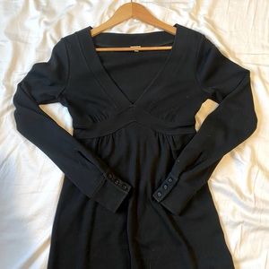 J. Crew Timeless Wool Tailored Black Long Sleeve Midi Dress